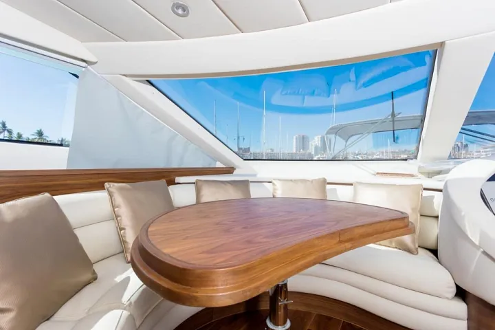Salon dining table aboard the Azimut 85